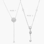 Collar Corbatin Largo Zirconias Blancas Chapa de Rodio 688