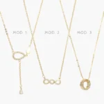 Collar Corbatín Aros Zirconias Blancas Chapa de Oro 700