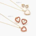 Juego Corazón Zirconias Rojas y Blancas Chapa de Oro 125
