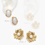 Aretes Flor Perla Acero Inoxidable 311 - Modelo 1