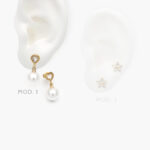 Broqueles Corazones Perla Acero Inoxidable 78