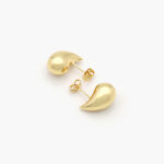 Aretes Lisos Sin Piedras Lágrima Chapa de Oro Gota 13 mm. 0439