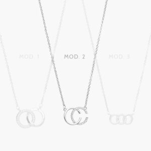 Collar Aros Zirconias Blancas Chapa de Rodio 694