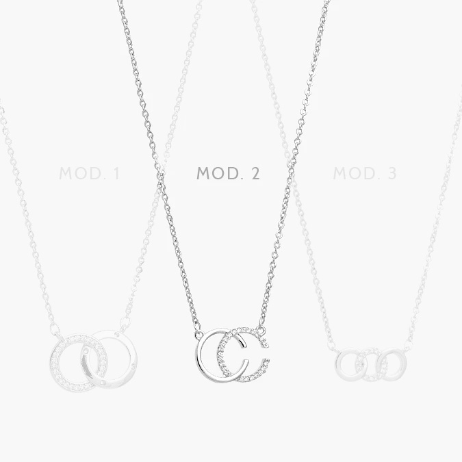 ctd0694 Collar Aros Zirconias Blancas Chapa de Rodio 694 - Imagen 1