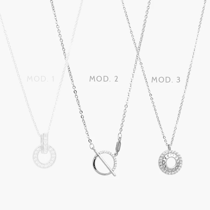 ctd0695 Collar Aro Zirconias Blancas Chapa de Rodio 695 - Imagen 1
