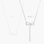 Collar Corbatín Infinito Zirconias Blancas Chapa de Rodio 697 - Modelo 1