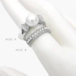 Anillo Perlas Zirconias Blancas Chapa de Rodio 642
