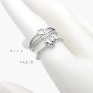 Anillo Corazón Chapa de Rodio 644