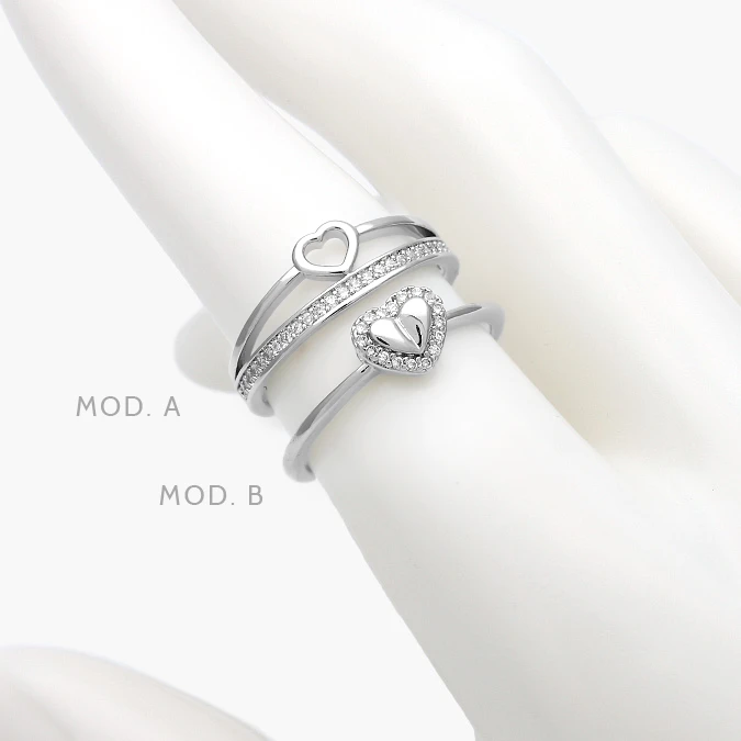 AB0644 Anillo Corazón Chapa de Rodio 644 - Imagen 1