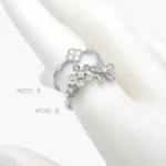 Anillo Flores Zirconias Blancas Chapa de Rodio 645