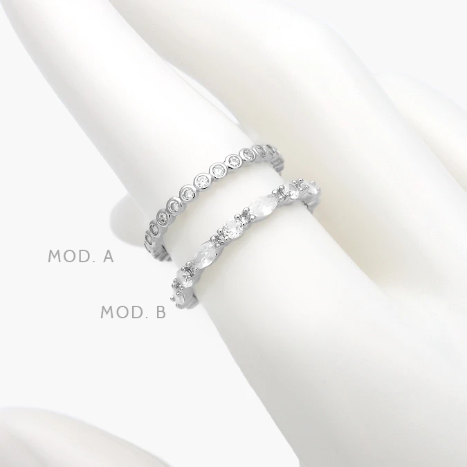 AB0649 Anillo Zirconias Blancas Chapa de Rodio 649 - Imagen 1