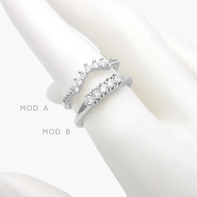 AB0651 Anillo Zirconia Blanca Chapa de Rodio 651 - Imagen 1