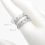 Anillo Churumbela Eslabones Chapa de Rodio 656