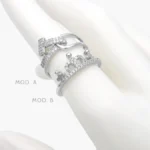 Anillo Corona Zirconias Chapa de Rodio 657