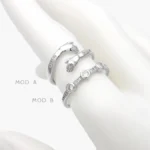 Anillo Abrazo Zirconias Chapa de Rodio 658