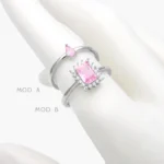 Anillo Zirconia Rosa Chapa de Rodio 663