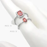 Anillo Zirconia Roja Chapa de Rodio 665 - Modelo A - 7