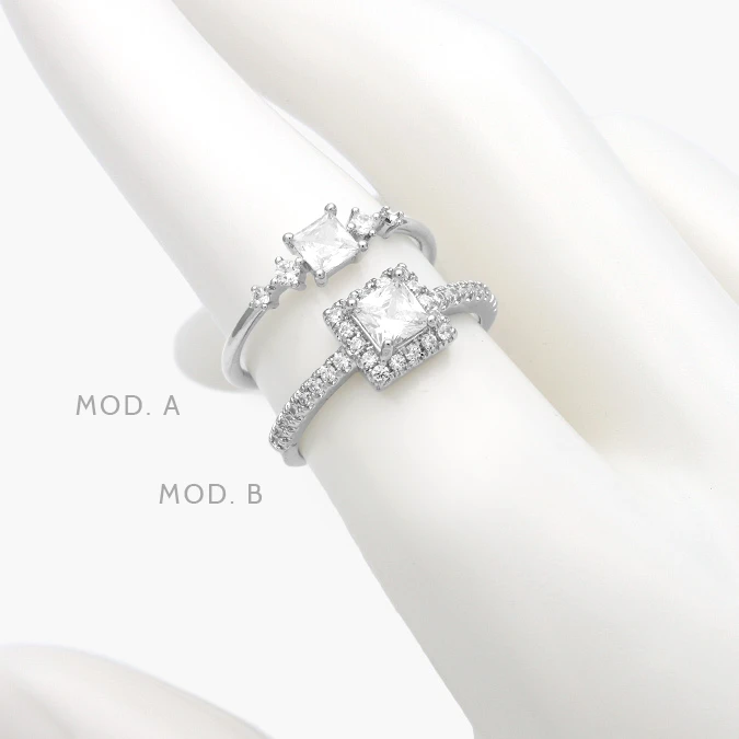 AB0669 Anillo Zirconia Chapa de Rodio 669 - Imagen 1