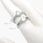 Anillo Zirconia Chapa de Rodio 671 - Modelo B - 8