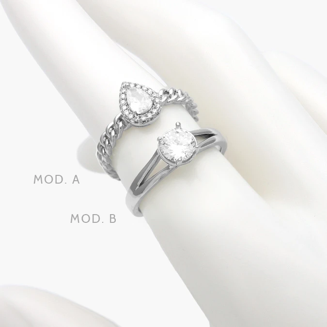 AB0671 Anillo Zirconia Chapa de Rodio 671 - Imagen 1