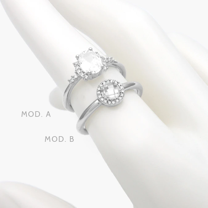 AB0672 Anillo Zirconia Chapa de Rodio 672 - Imagen 1