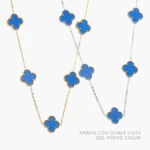 Collar Flores Tréboles Azules 13 mm. Acero Inoxidable 0614