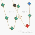 Collar Flores Tréboles Verdes 13 mm. Acero Inoxidable 617 - Modelo 1