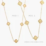 Collar Flores Trébol Lisos Acero Inoxidable 618