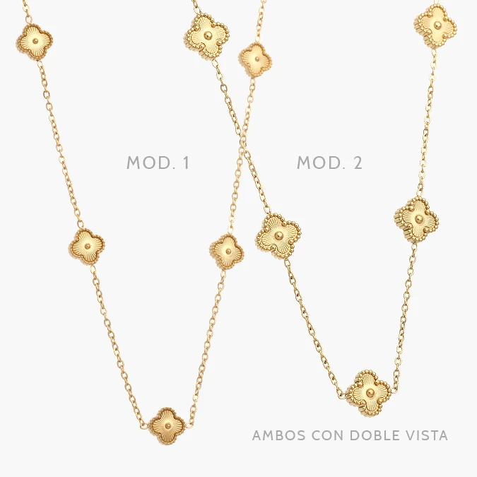 AD0618 Collar Flores Trébol Lisos Acero Inoxidable 618 - Imagen 1