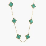 Collar Flores Tréboles Verdes13 mm. Acero Inoxidable 625
