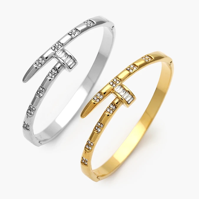 AP0808 Brazalete Clavo Zirconias Acero Inoxidable 808 - Imagen 1