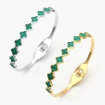 Brazalete Flores Tréboles Verdes Acero Inoxidable 833