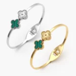 Brazalete Flor Trébol Verde Acero Inoxidable 835