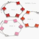 Pulso Flores Tréboles Rojas Naranjas y Rosas 13mm. Acero Inoxidable 845