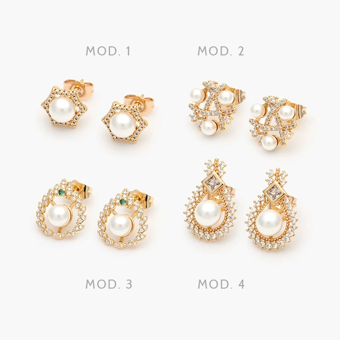 CA50429 Broqueles Perlas con Zirconias Chapa de Oro 429 - Imagen 1