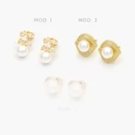 Broqueles Perlas con Zirconias Chapa de Oro 430