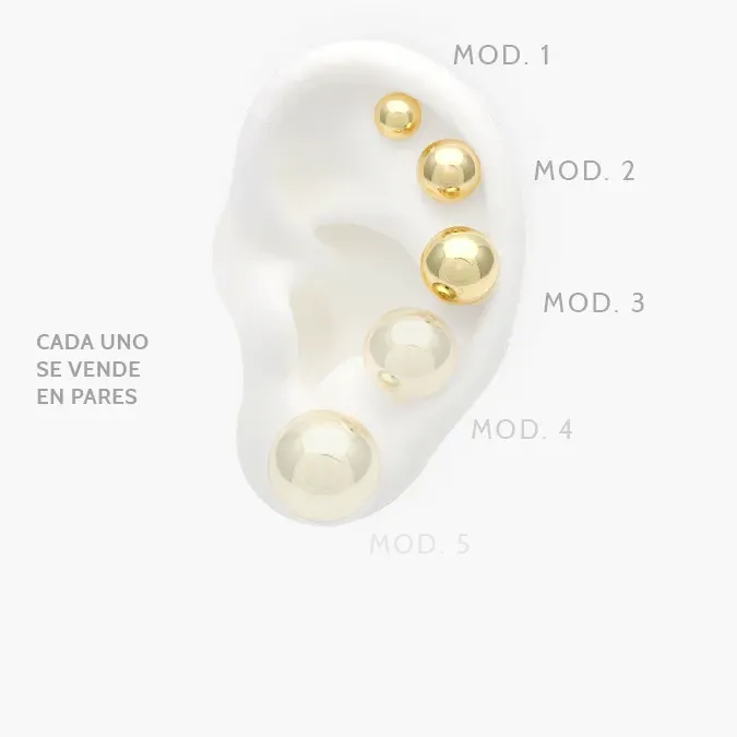 CA50441 Broqueles Lisos Sin Piedras Bolitas Chapa de Oro 441 - Imagen 1