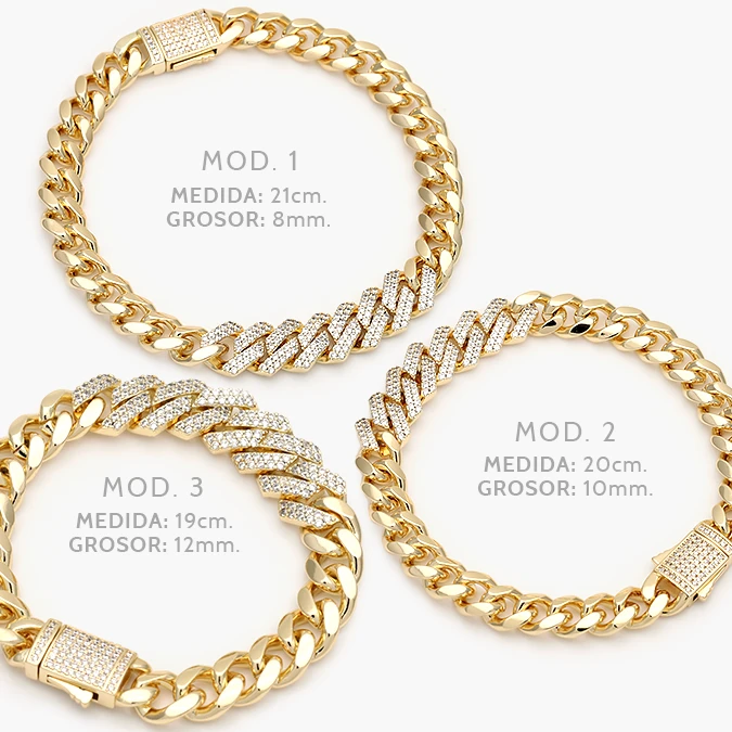 CP0295 Pulso Mónaco Zirconias Chapa de Oro 0295 - Imagen 1