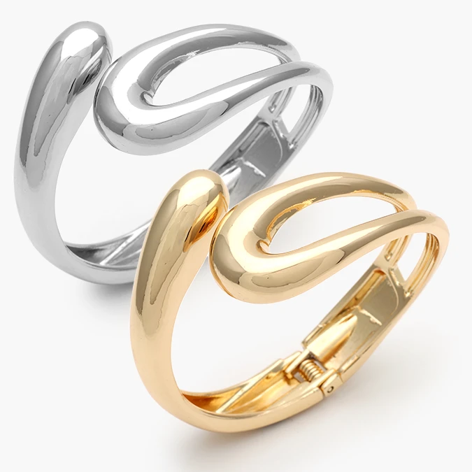 CTP0753 Brazalete Chunky Liso Sin Piedras Chapa de Oro 753 - Imagen 1