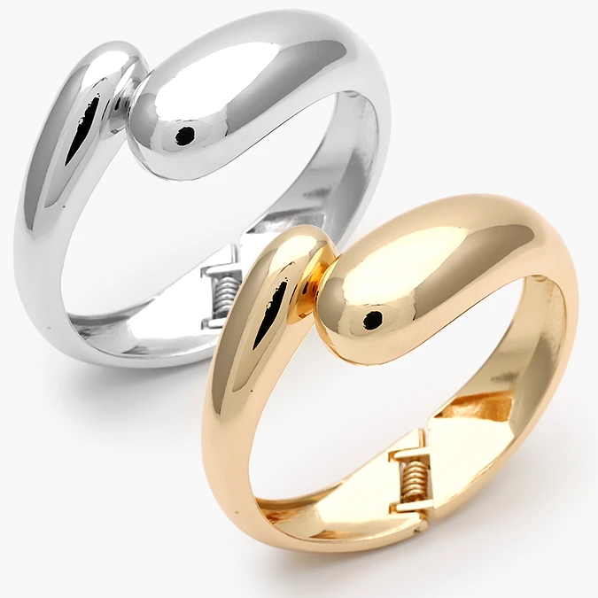 CTP0754 Brazalete Chunky Liso Sin Piedras Chapa de Oro 754 - Imagen 1