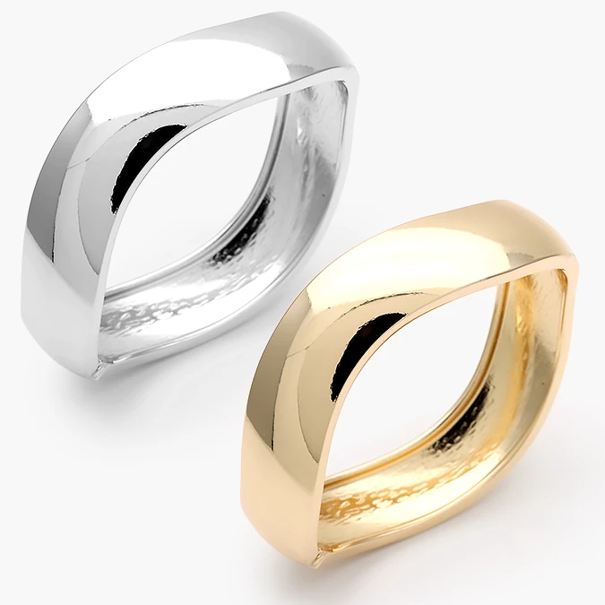 CTP0756 Brazalete Chunky Liso Sin Piedras Chapa de Oro 756 - Imagen 1