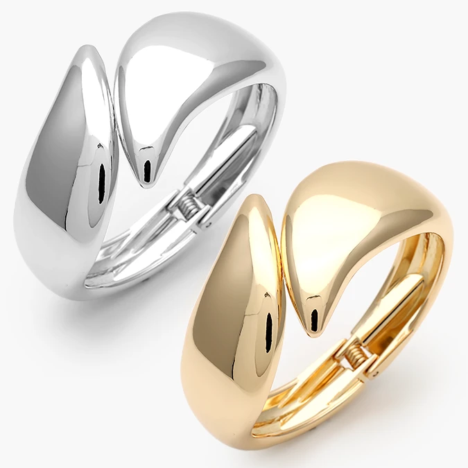 CTP0757 Brazalete Chunky Liso Sin Piedras Chapa de Oro 757 - Imagen 1