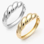 Brazalete Chunky Torcido Liso Sin Piedras Chapa de Oro/Rodio 758