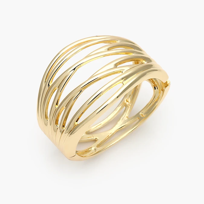 CTP0759 Brazalete Chunky Liso Sin Piedras Chapa de Oro 759 - Imagen 1