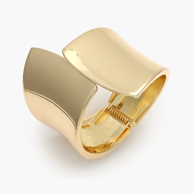 CTP0765 Brazalete Chunky Liso Sin Piedras Chapa de Oro 765 - Imagen 1