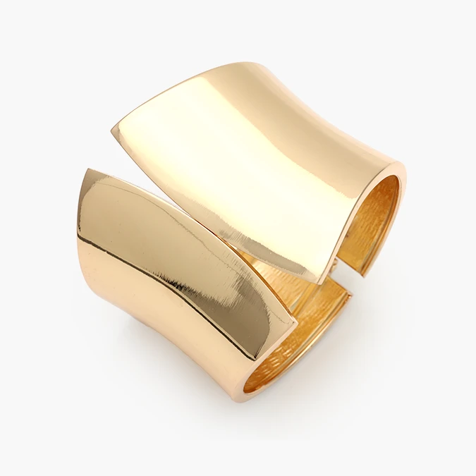 CTP0766 Brazalete Chunky Liso Sin Piedras Chapa de Oro 766 - Imagen 1