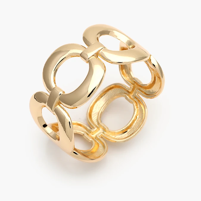 CTP0767 Brazalete Chunky Liso Sin Piedras Chapa de Oro 767 - Imagen 1