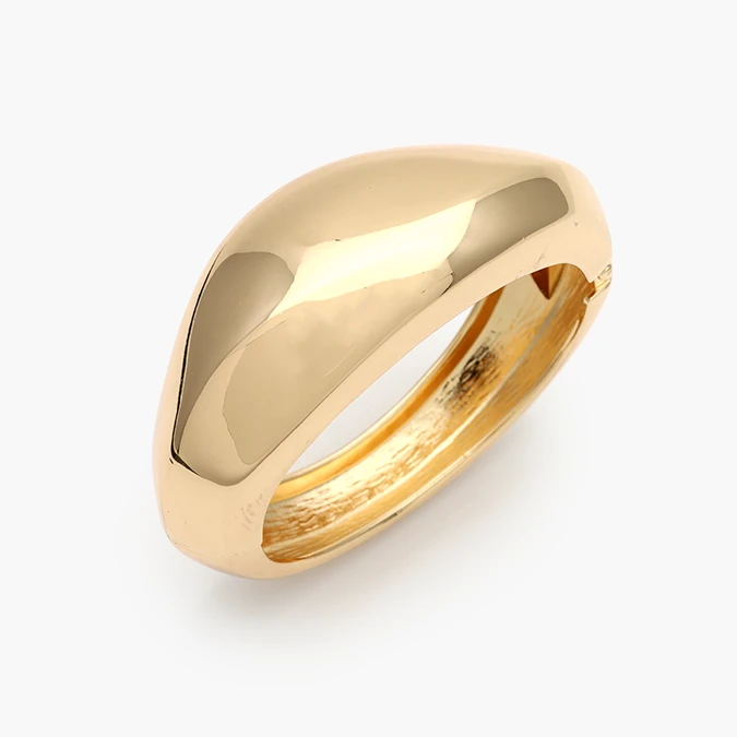 CTP0769 Brazalete Chunky Liso Sin Piedras Chapa de Oro 769 - Imagen 1