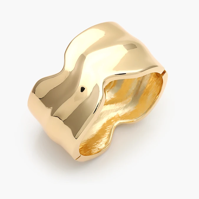 CTP0773 Brazalete Chunky Liso Sin Piedras Chapa de Oro 773 - Imagen 1