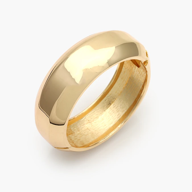 CTP0774 Brazalete Chunky Liso Sin Piedras Chapa de Oro 774 - Imagen 1